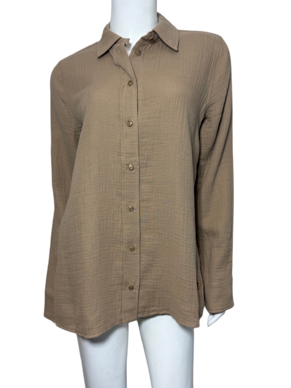 NWT ETERNE Constance Gauze Top in Taupe Size M